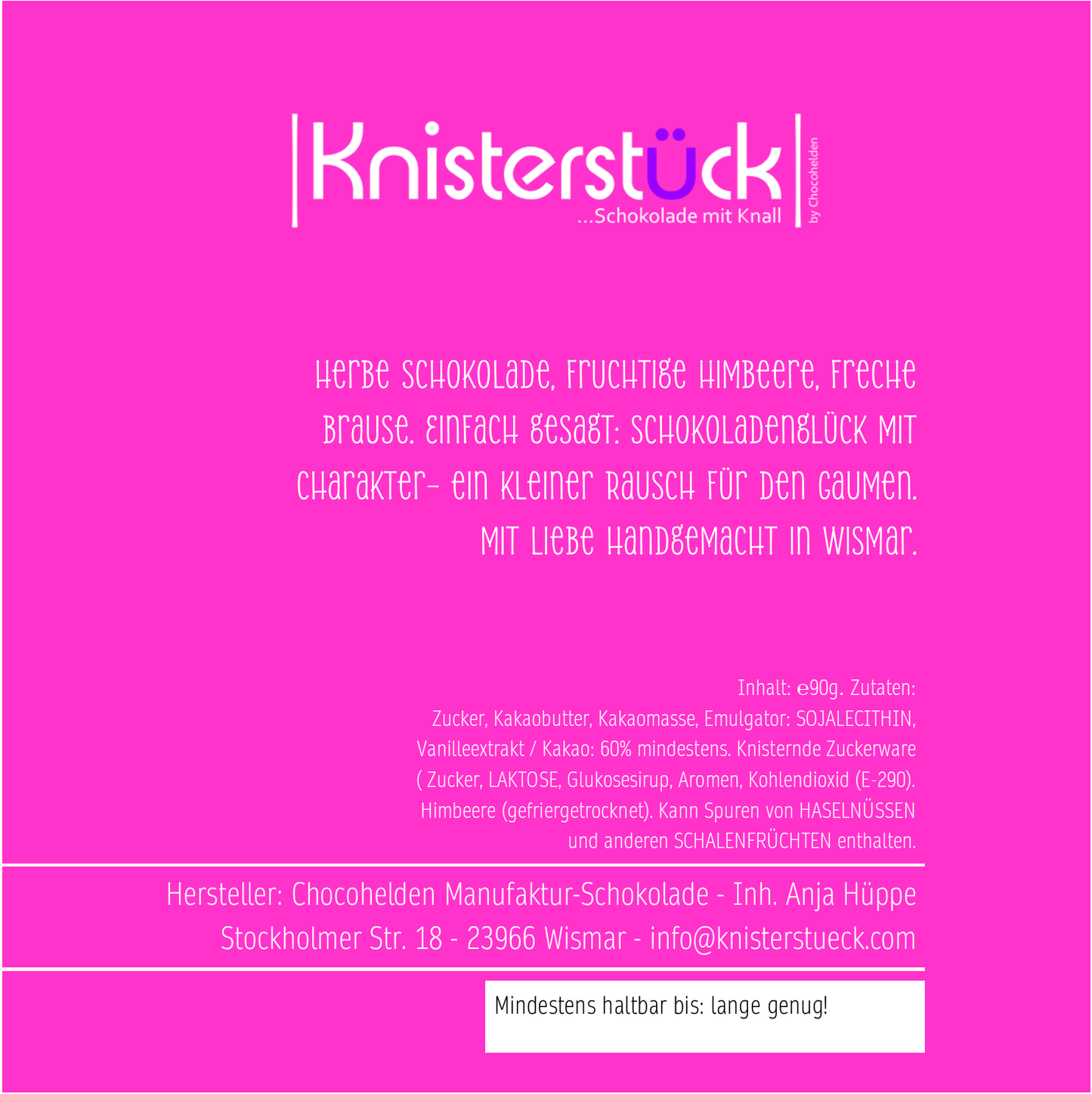 Zartbitter mit Himbeere & Knall