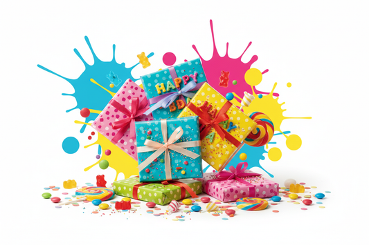 Bunte Geburtstags-Geschenkideen mit Premium-Schokolade