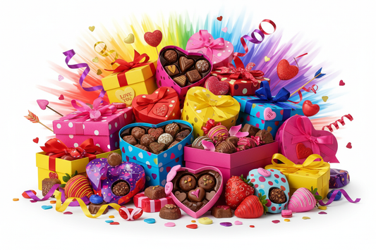 Bunte romantische Valentinstag-Schokoladen-Geschenke