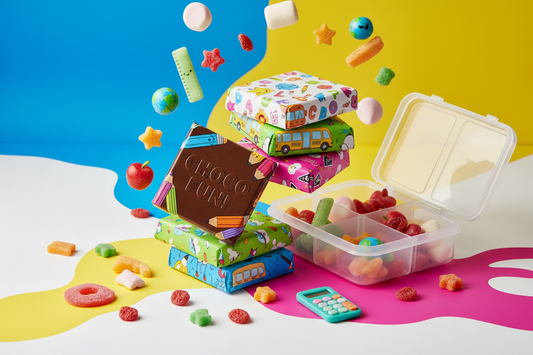 Bunte Schokolade für Schul-Lunchboxen