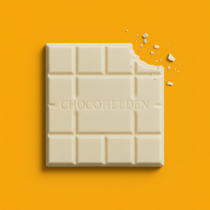Angebissene weiße Schokolade orange